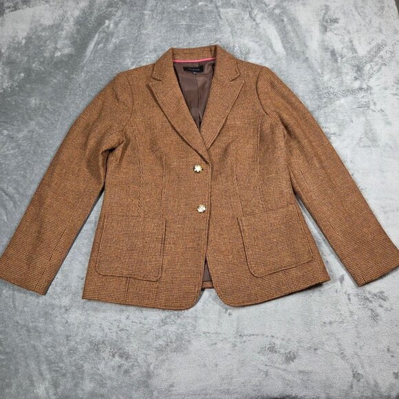 Talbots Blazer 8 Brown Classic Shetland Wool Blend Preppy Ofiice Jacket - Picture 1 of 12
